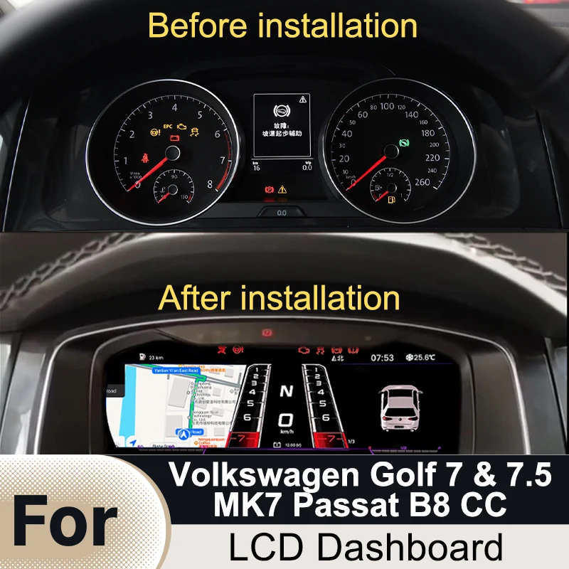 

Car Digital Dashboard Panel for Volkswagen VW Golf 7 Golf 7.5 Passat B8 CC Virtual Instrument Cluster CockPit LCD Speedometer