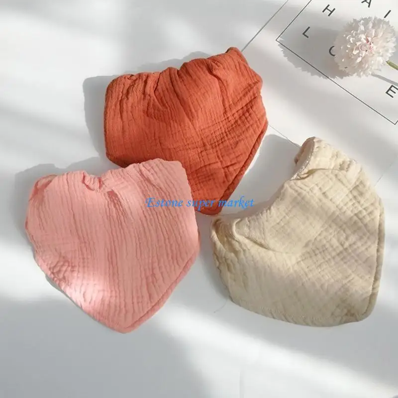 

090B Baby Bibs Bandana Solid Color Drooling Bibs Infant 0-12M Teething Bibs High Absorbent Saliva Towel Newborn Shower Gift