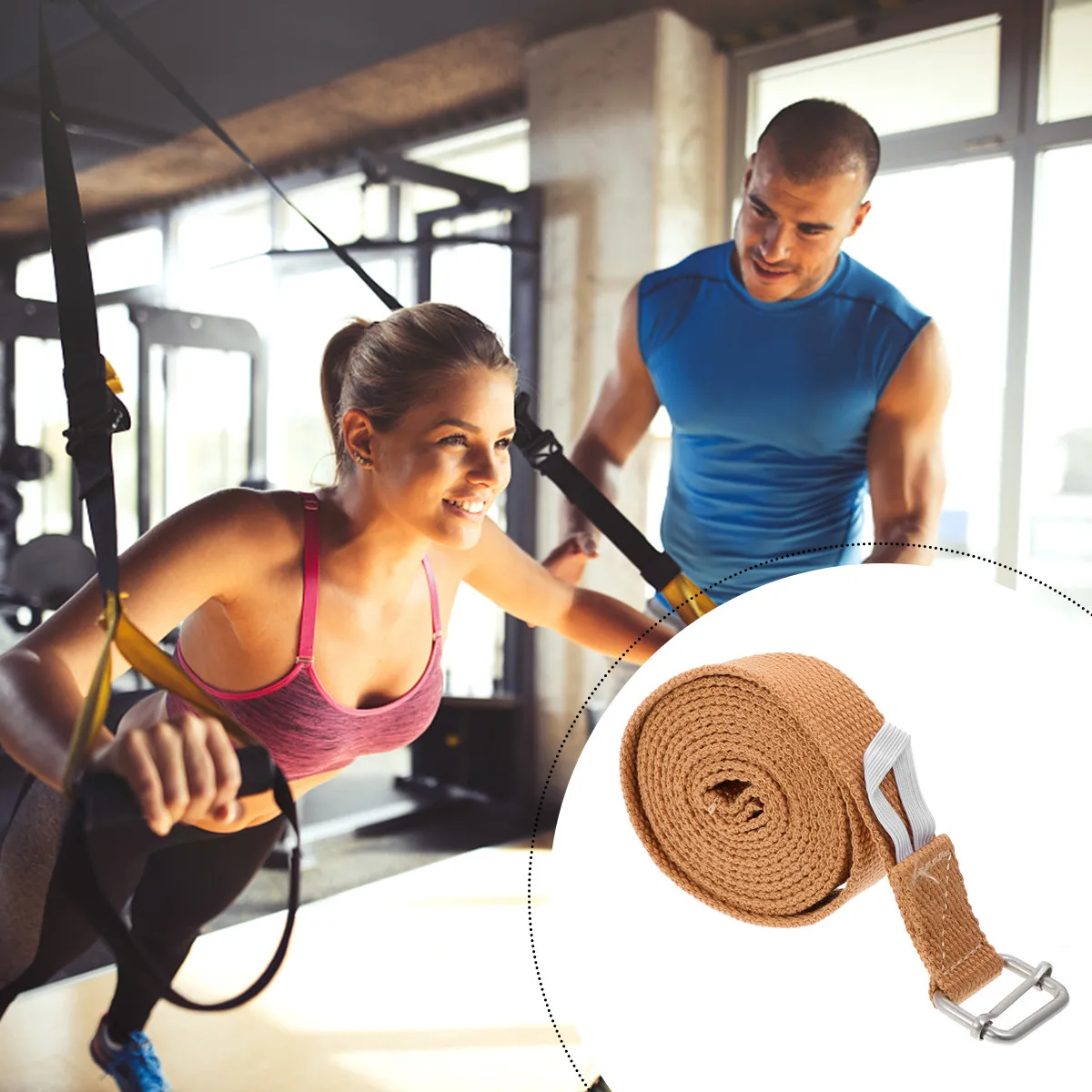 1 unidad de banda de resistencia para yoga, correa de algodón para ejercicios de flexibilidad, activación muscular y estiramiento, banda de entrenamiento para fitness.