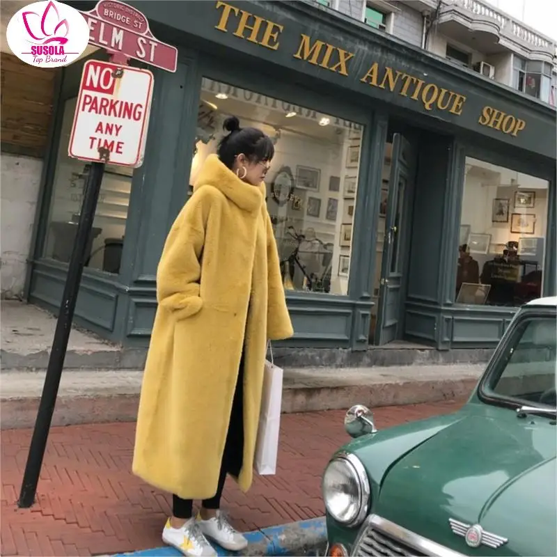 Women Waterproof Parka Environmental Fur Coat Winter Jacket Women Fake Raccoon Fox Fur Collar Hood Thick Liner Outerwear X-Long