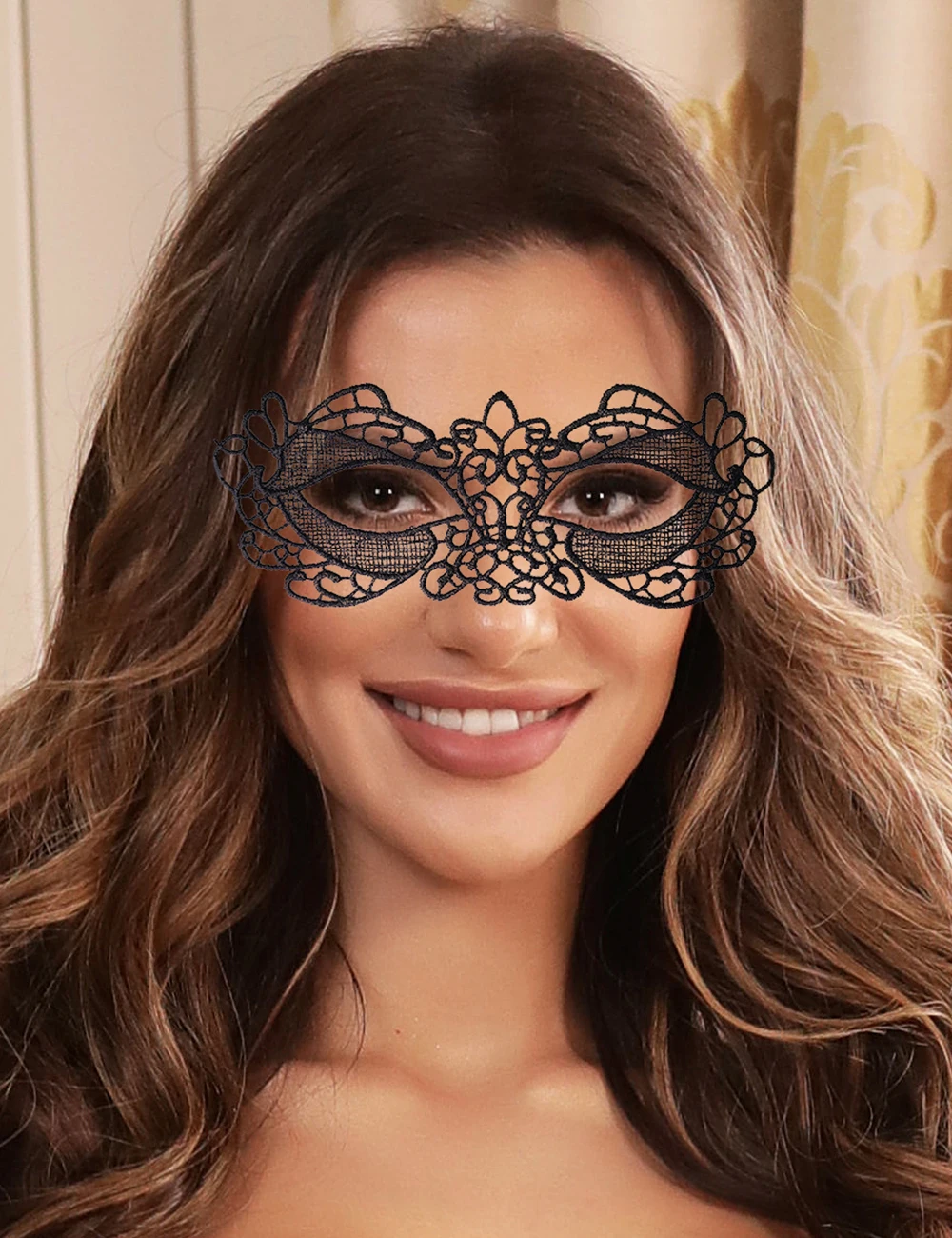 

Comeondear Sexy Eye Mask Halloween Cosplay Party Dance Mask Lady Lace Cutout 2 Piece Eye Mask For Masquerade Fancy Dress Costume