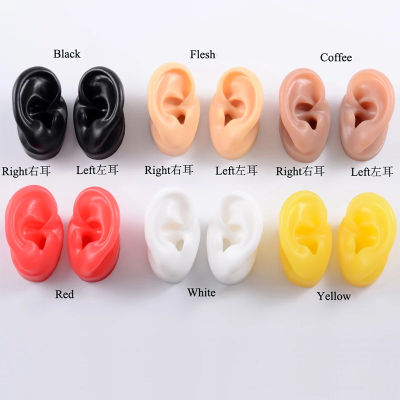 

2Pcs Soft Silicone Ear Model Tattoo Professional Practice Piercing Jewelry Tools Earring Ear Stud Display Teaching Accessories