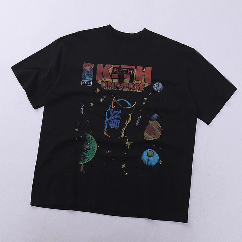 2026 KI American TH Vintage Printed Cotton Short-sleeved T-shirt Men and Women Couples Casual with Half Sleeved Top