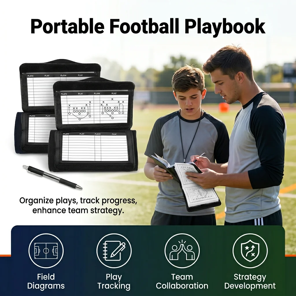 1 Piece Football Playbook Durable Cardboard Cover for School Sports Teams Training Camp Youth Coaching Gear Notebooks