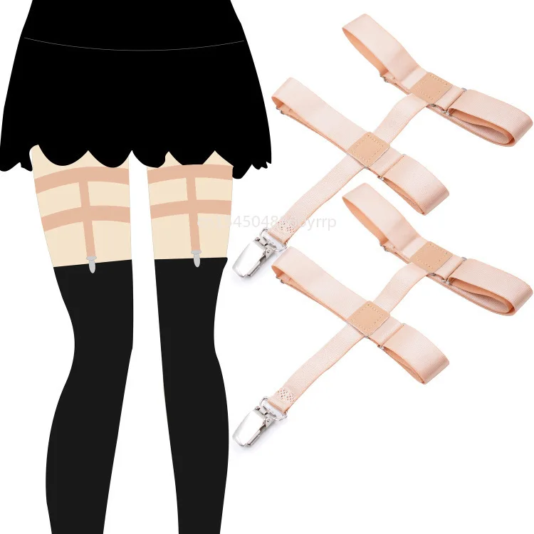 Women's Black Metal Clips Non-slip Stockings Garters Stays Suspenders Female Leg Elastic Knee High Socks Holders Garter Belt