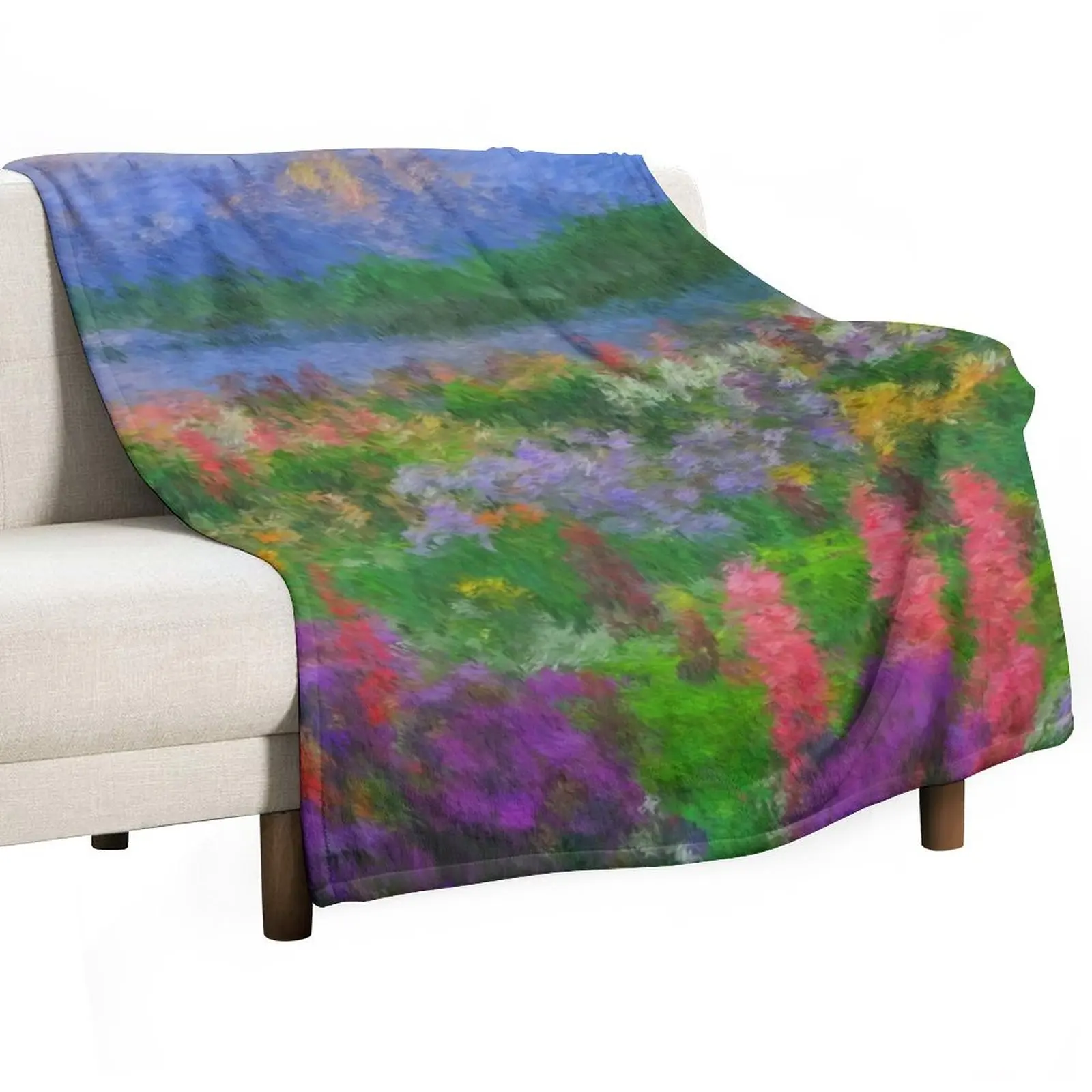 Colorful Impressionist Flower Field Throw Blanket Giant Sofa funny gift Blankets