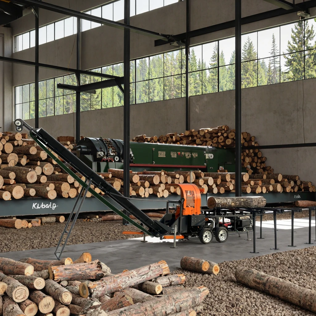 Popular 25T Mobile Hydraulic Firewood Processors Wood Processor  Firewood Log Processor Chainsaw Feeding Engine