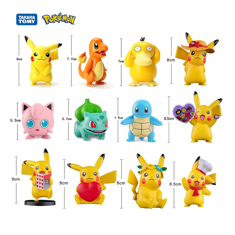 Pokemon Anime figurki Pikachu zabawki Model Charmander Psyduck Squirtle Jigglypuff Bulbasaur Kawaii zbieraj lalki dla dzieci prezent