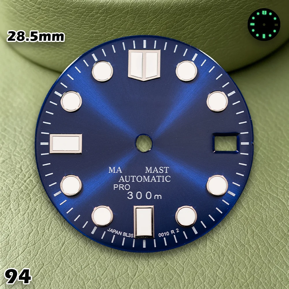 Enamel Sunray SUB/SKX007 Dial Green Luminous S-type NH36/NH35 28.5mm Movements Men's Watch Modification Accessories Repair