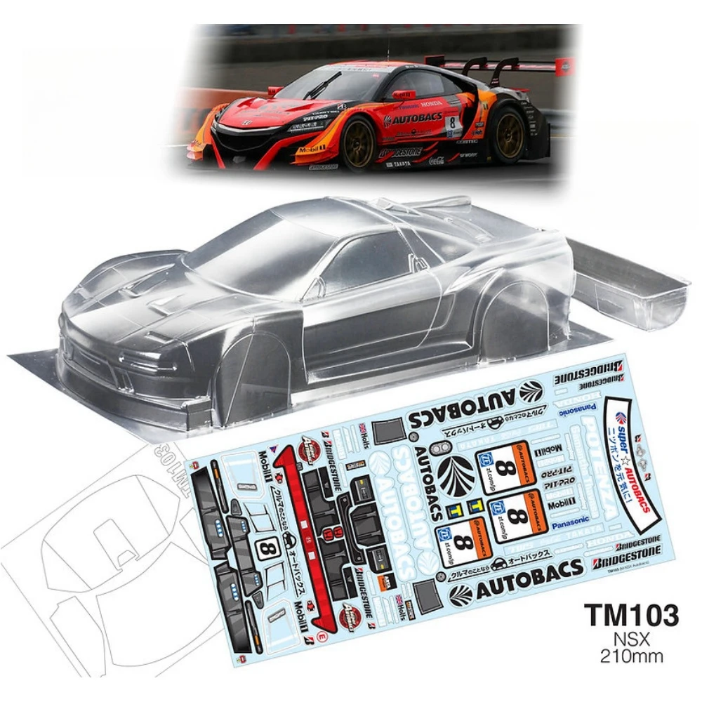 

TM103 1/10 Honda NSX Lexan Корпус кузова автомобиля с листом наклейки для мини-шасси 1/10 Колесная база 210 мм