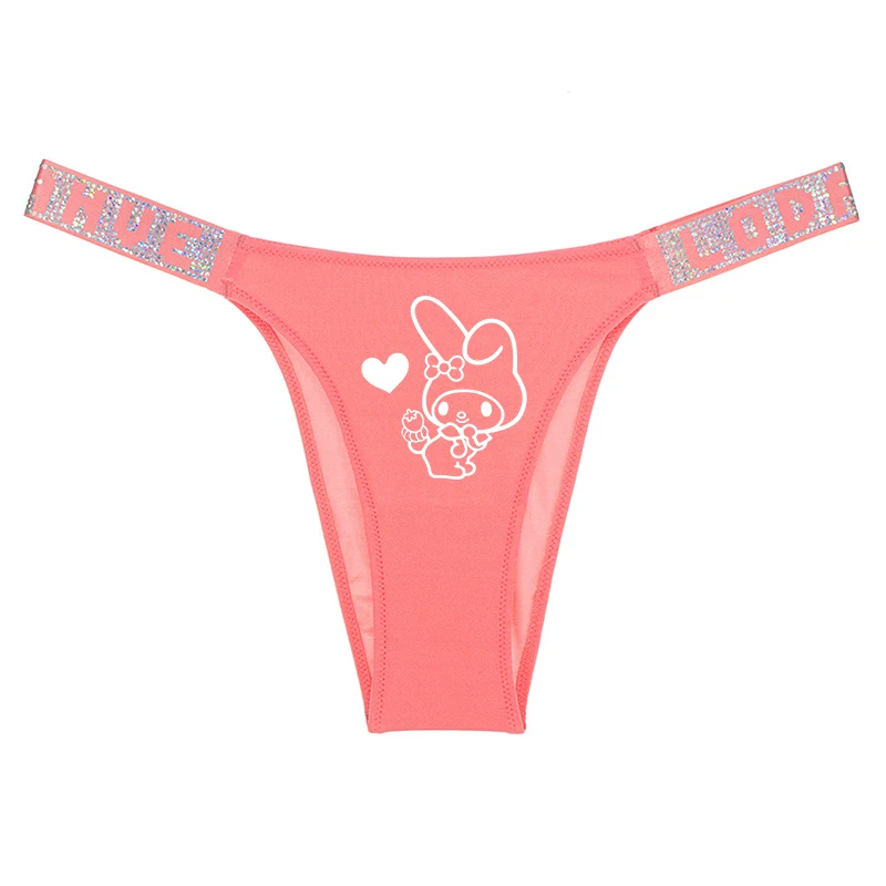 Couple Underwear Hello Kitty Women\'s Underwear Solid Color Cute Cartoon Low Waist G String Pants Wrapped Hip Girl Accessories