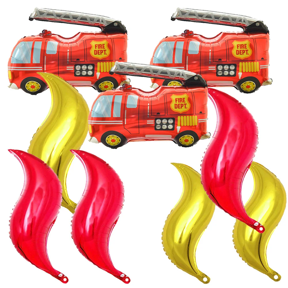 

9Pcs Firetruck Party Decorations Fire Truck Foil Balloon Firefighter Truck Birthday Firefighters Engine Rescue Themed Decor