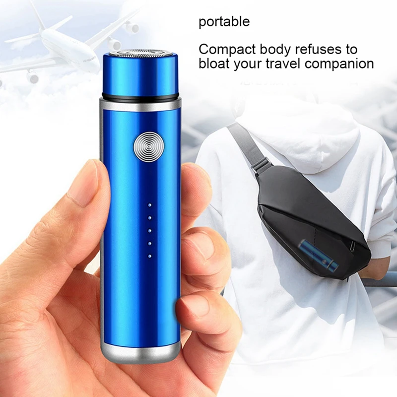 Mini Afeitadora eléctrica portátil para hombre, Afeitadora de barba lavable, Afeitadora facial recargable por USB para hombre