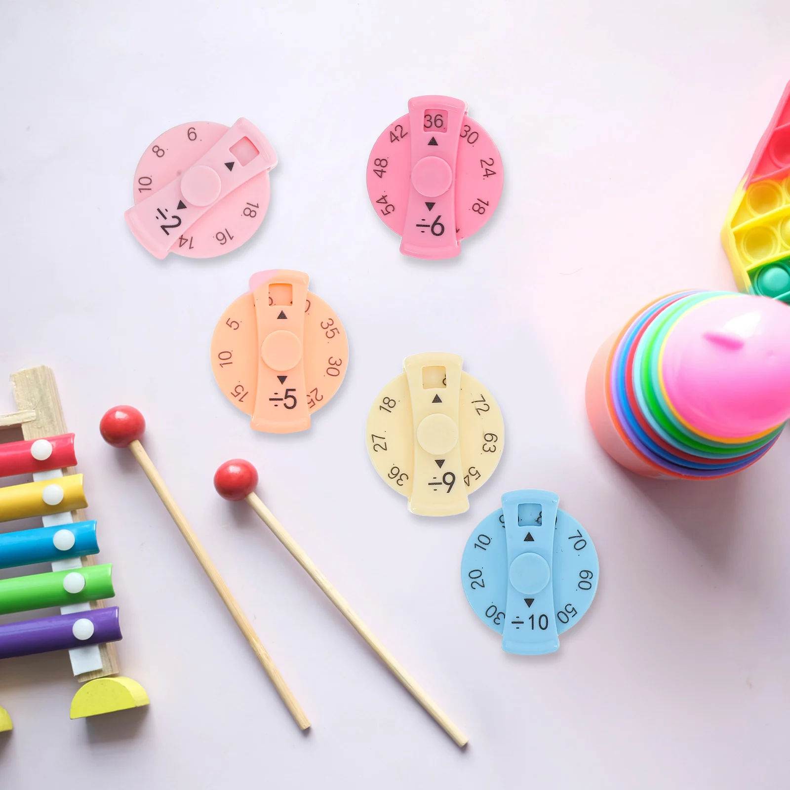 

9Pcs Educational Math Multiplication Division Rotating Finger Learning Fidget Games for Classroom Home