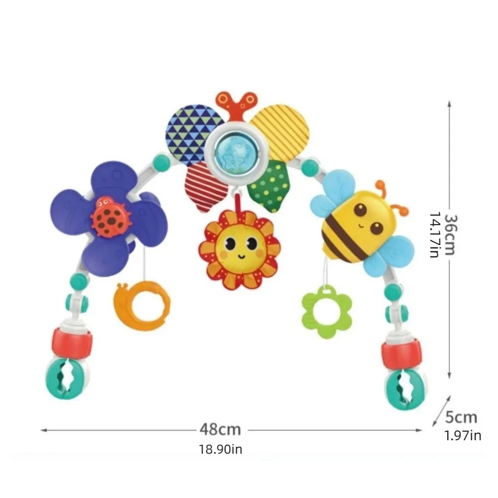 Cloche suspendue pour berceau facile à plier, tournesol, crabe et requin, jouets interactifs pour bébé, arc de poussette à clipser, exercice de préhension pour nourrissons, jeu pour nourrissons