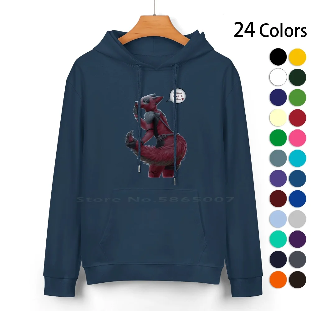 Anti-Hero Fox Pure Cotton Hoodie Sweater 24 Colors Fox Dead Anti Hero Furry Comic Joke Pool 100% Cotton Hooded Sweatshirt For