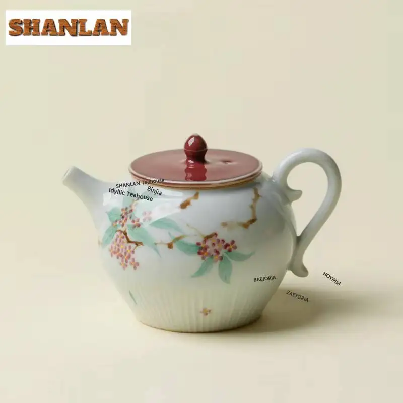 140ml Hand-painted Autumn Osmanthus Teapot Creative Tea Infuser Pot Tea Maker Kettle With Filter Chinese Tea Set Collection Gift