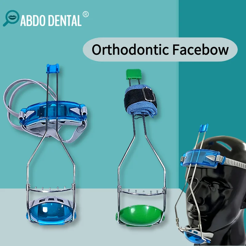Adjustable Double Rod Orthodontic Face Mask with Facebow Forward Traction & Headgear Chin Cup for Dental Correction