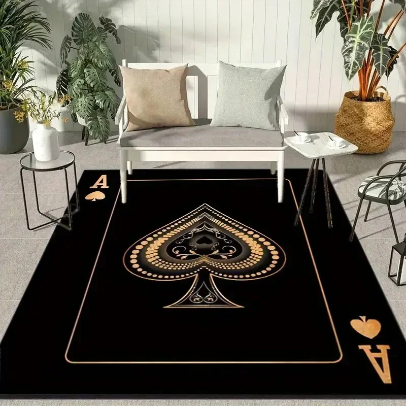 Ace of Hearts Poker Card Pattern Carpet Living Room Bedroom Bedside Sofa Area Rug Soft Indoor Game Room Floor Mat Home Decor