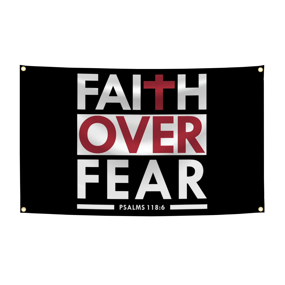 90x150cm Faith Over Fear Bible Scripture Verse Christian Tapestry Meme Flag Wall Decor,Home Decor,Guys Man Cave, Banner