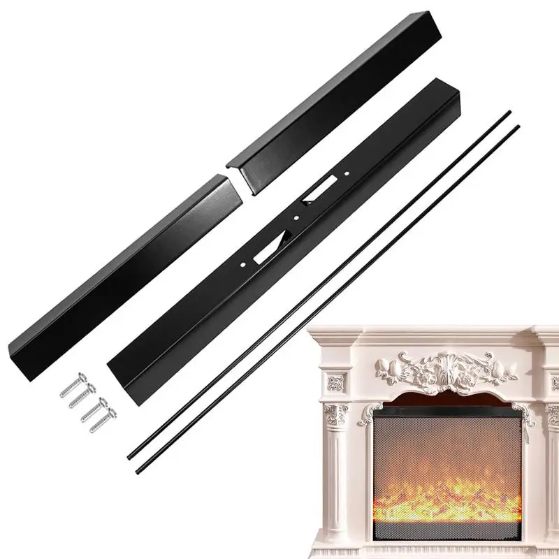 Fireplace Valance Kit Adjustable Fireplace Metal Screen Surround Set Easy Installation Fireplace Parts For Dining Room Apartment