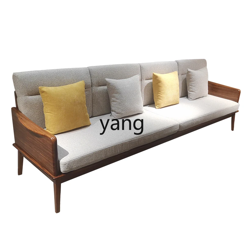 

LTT Solid Wood Sofa Modern Simple Living Room Fabric Sofa Home Living Room Corner Combination Sofa
