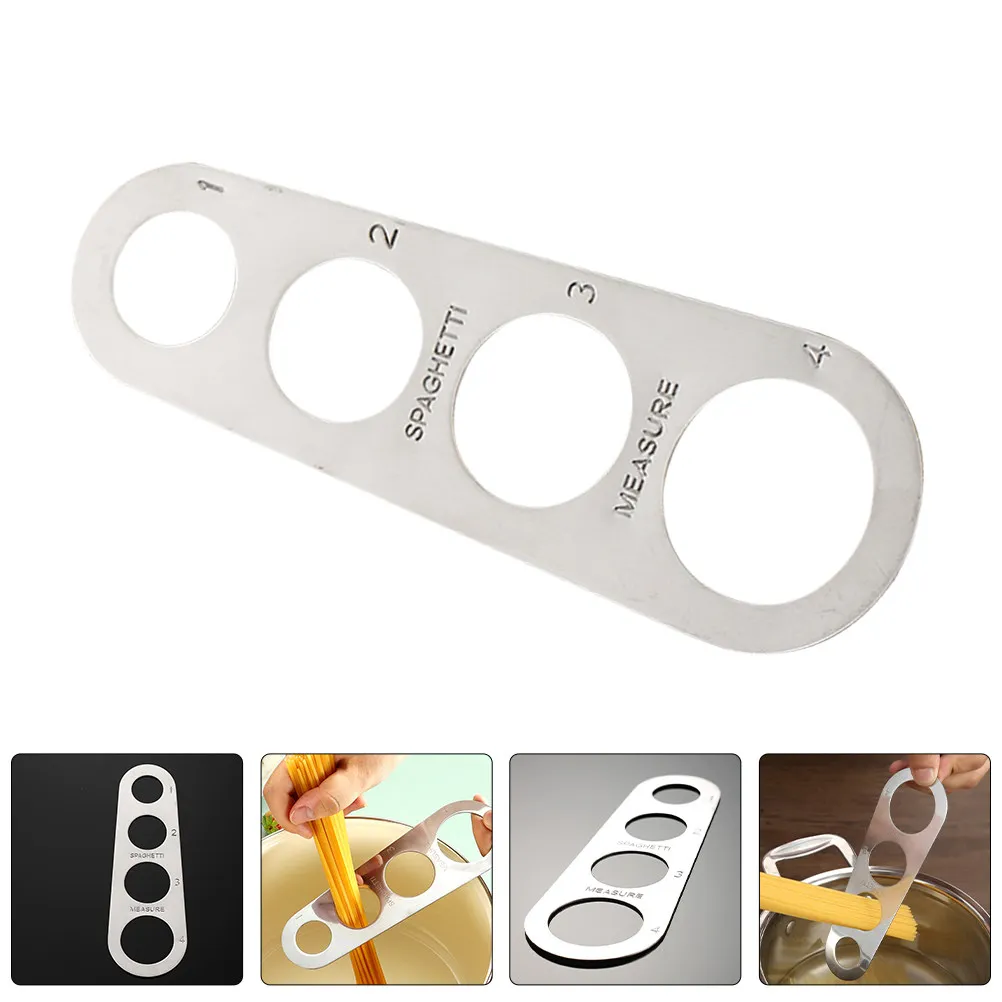 Stainless Steel Spaghetti Measuring Tool with 4 Holes for Precise Pasta Portion Gadget for Home Professional