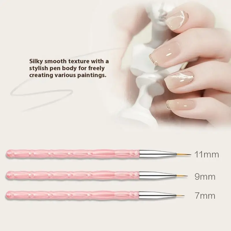 3Pcs/set Nail Art Brushes Nail Art Liner Brush For Thin Details Fine Drawing Liner Brush UV Gel Polish Painting Nail Design Tool