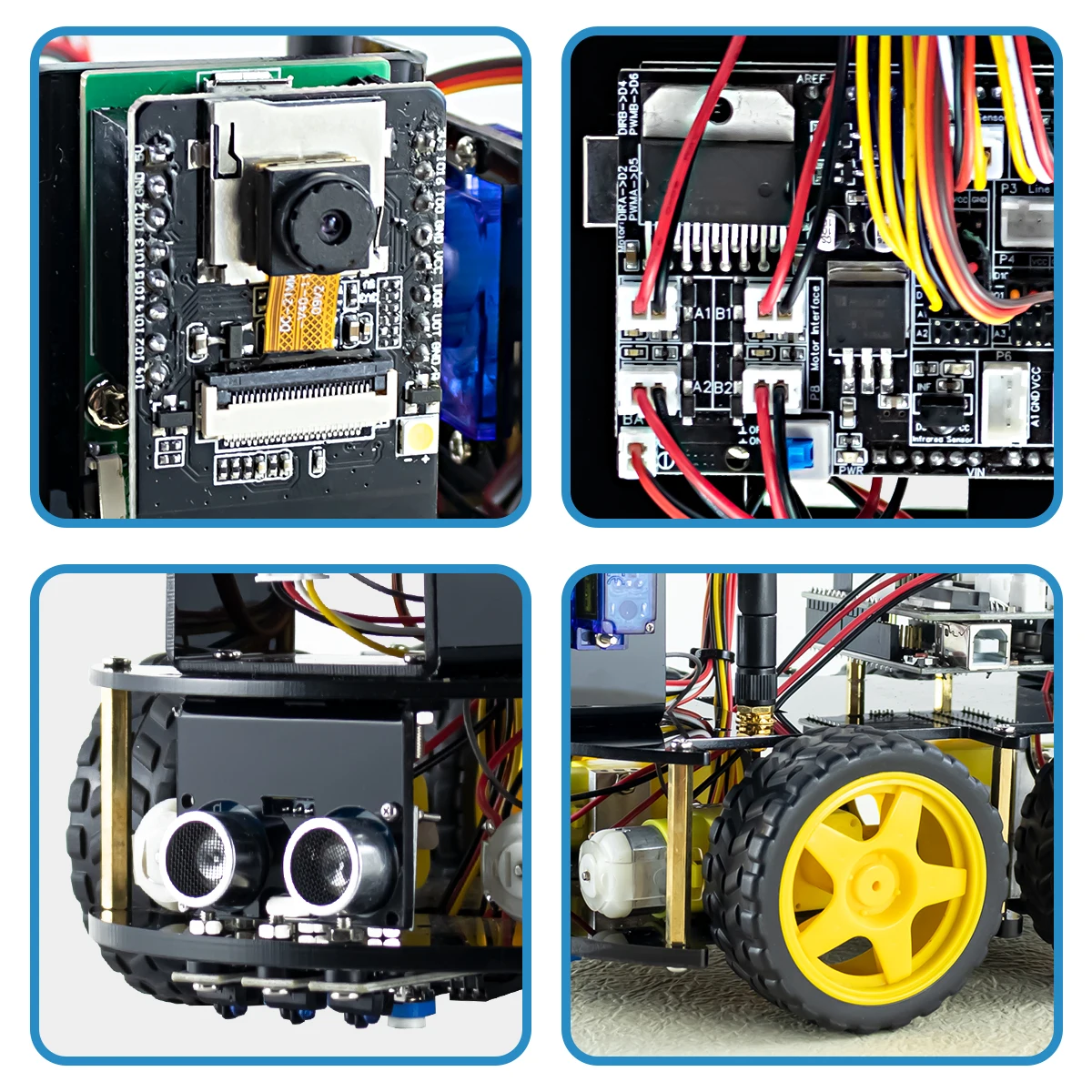 ชุดเริ่มต้นหุ่นยนต์ใหม่สําหรับโครงการ Arduino พร้อมกล้อง ESP32 WIFI ชุดอุปกรณ์ติดรถยนต์หุ่นยนต์อัจฉริยะและการศึกษาสําหรับ UNO R3