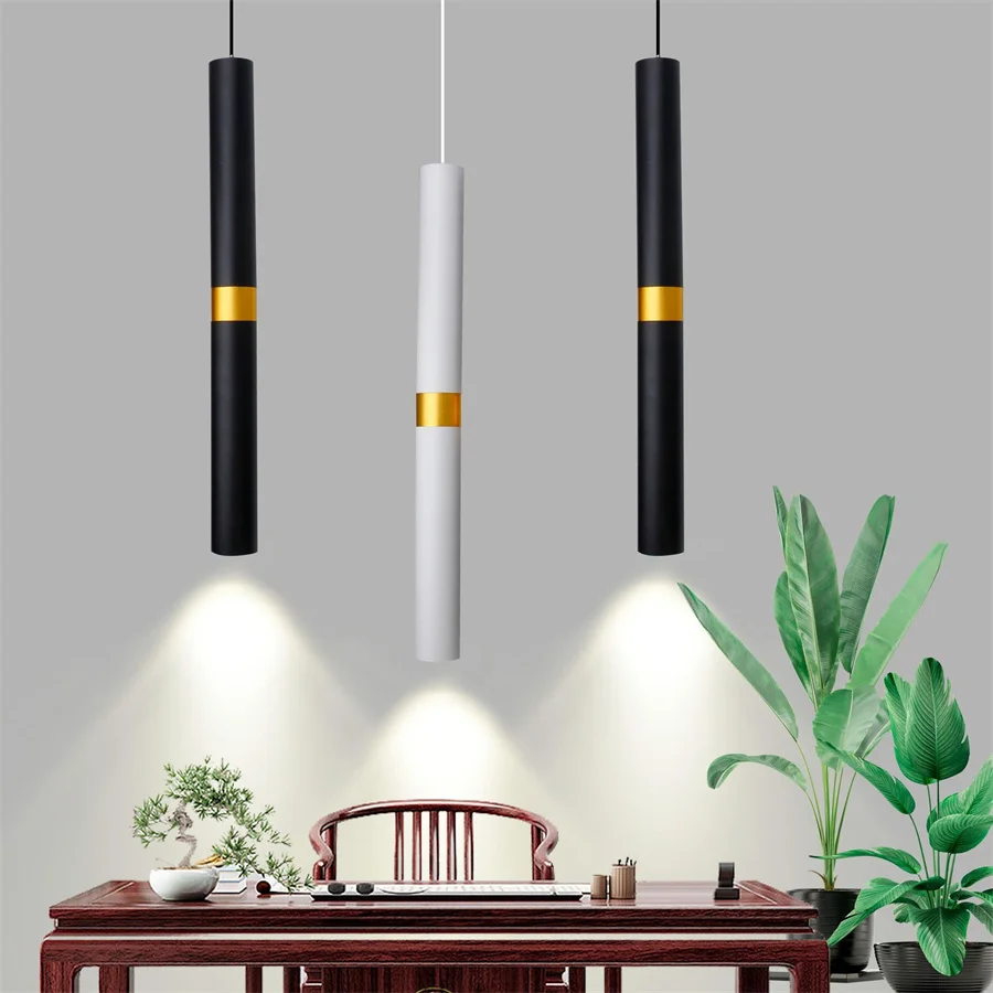 

Thrisdar 7W LED Pendant Lamp Long Tube lamp Kitchen Island Dining Room Shop Bar Hanging Lamps Cylinder Pipe Pendant Light