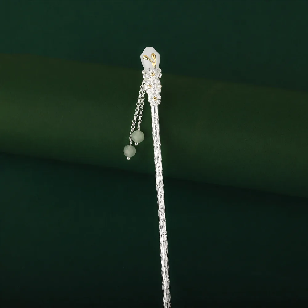Flower Hairpin Women's Imitation Plate Hair Hairpin Level Sense Step Shake Silver Plated Hair Hairpin Antique Style Jewelry