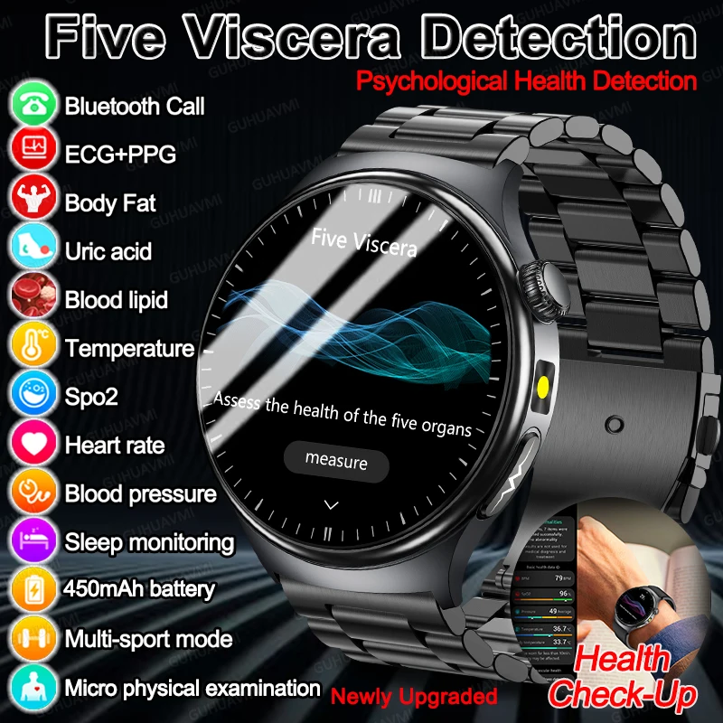 

New Five Viscera Detection Smart Watch ECG Uric Acid Blood Lipids Psychological Health Body Analysis Health Smart Watches 2025