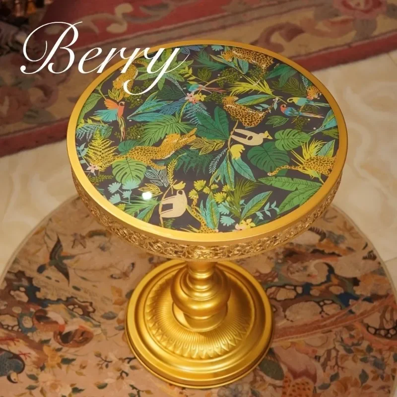 ‌Light Luxury Vintage Side Table, Round Coffee Table for home, Bedside Storage Cabinet with Drawers, High-End Home Decor Accents view 4