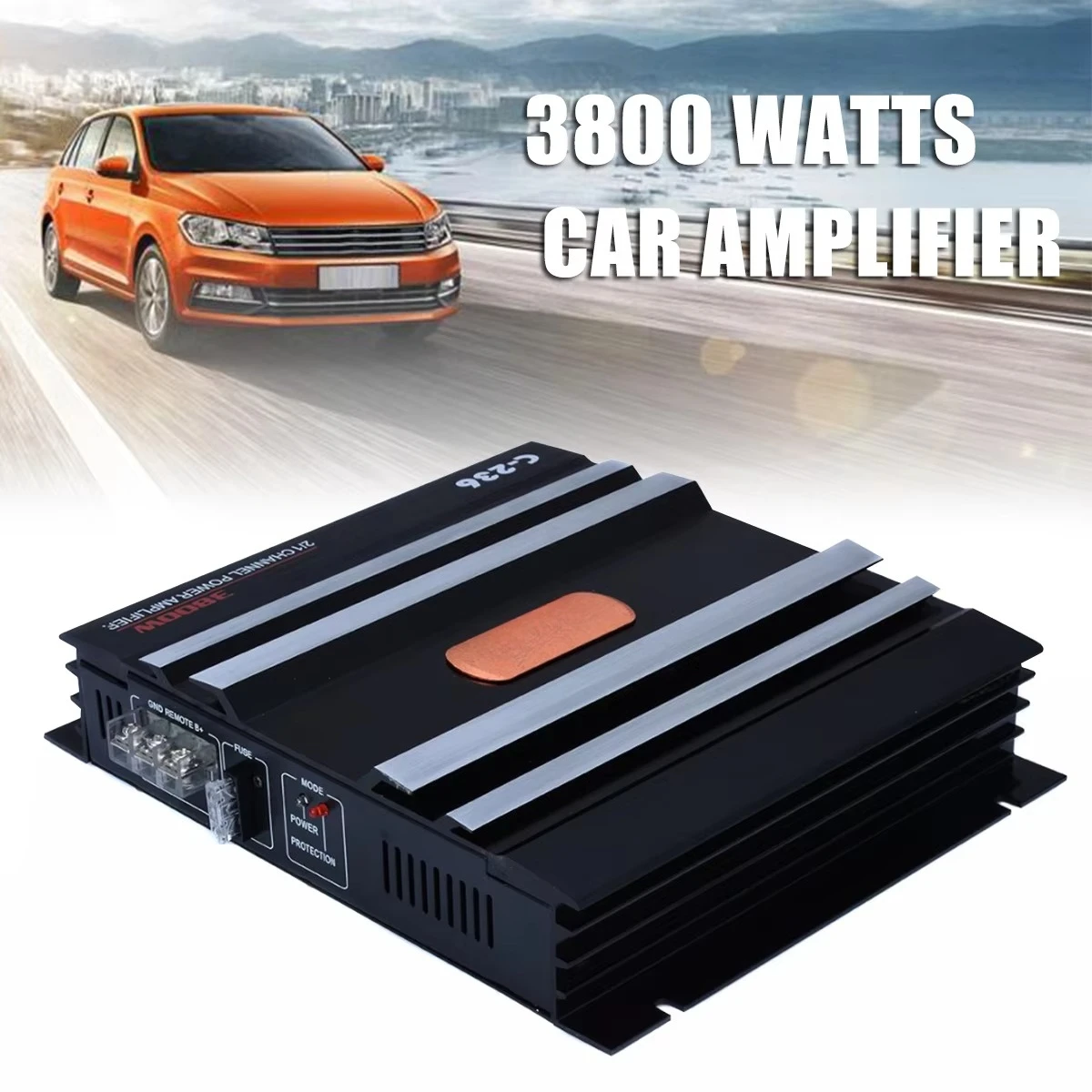 OEM C0029 C-236 3800W 2-Channel Car Audio Amplifier Powerful Aluminum 12V DC Bass AMP for ALL Cars