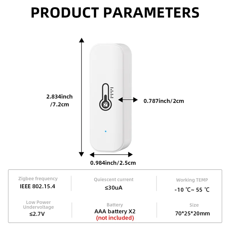 ABMF-2X Tuya Zigbee Temperature Humidity Sensor Smart Home Temperature Sensors Works With Alexa Google Assistant Smart Life