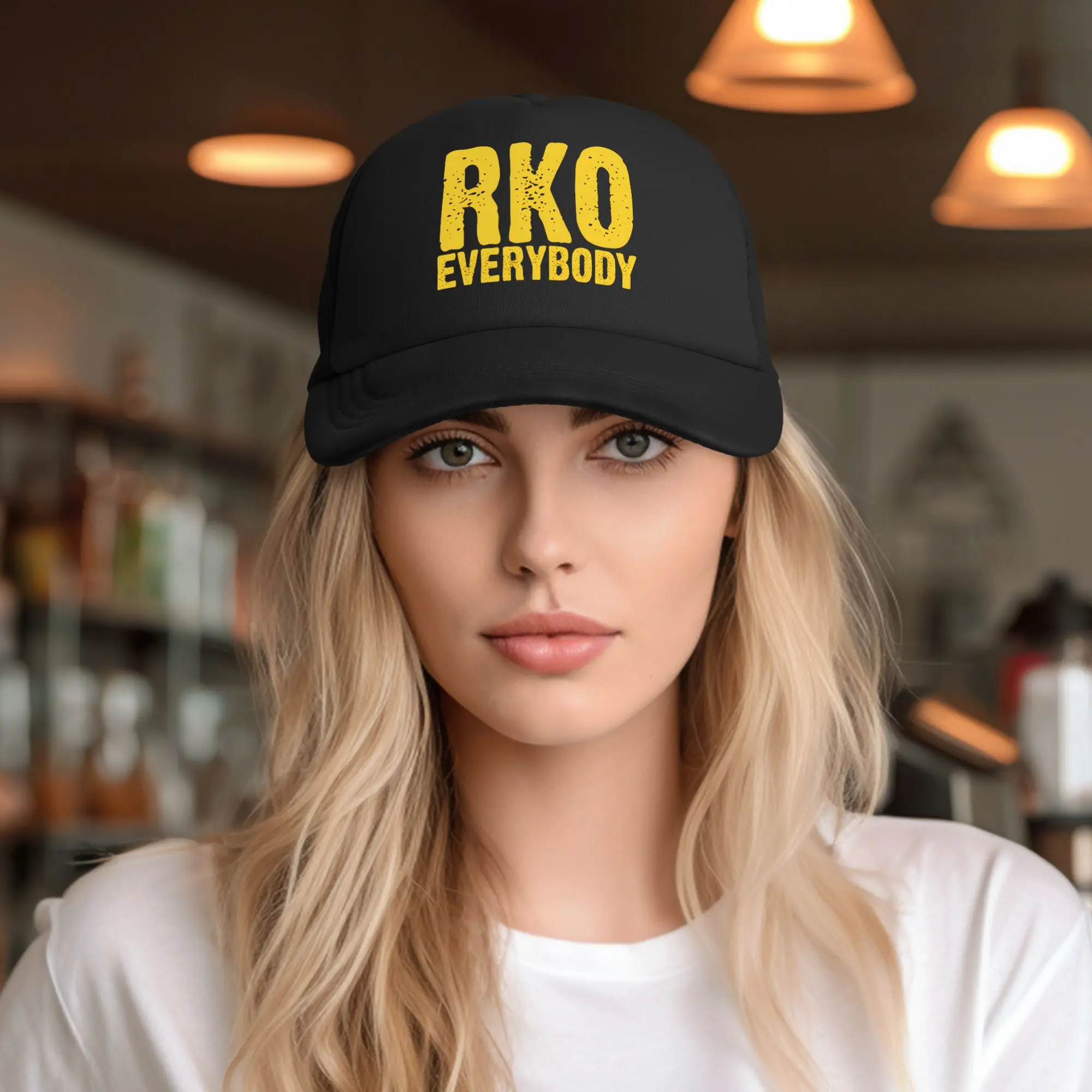 Funny Meme RKO Everybody  Trucker Cap Trucker Worker Cap Dad Hat Breathable Snapback Caps Mesh Baseball Caps