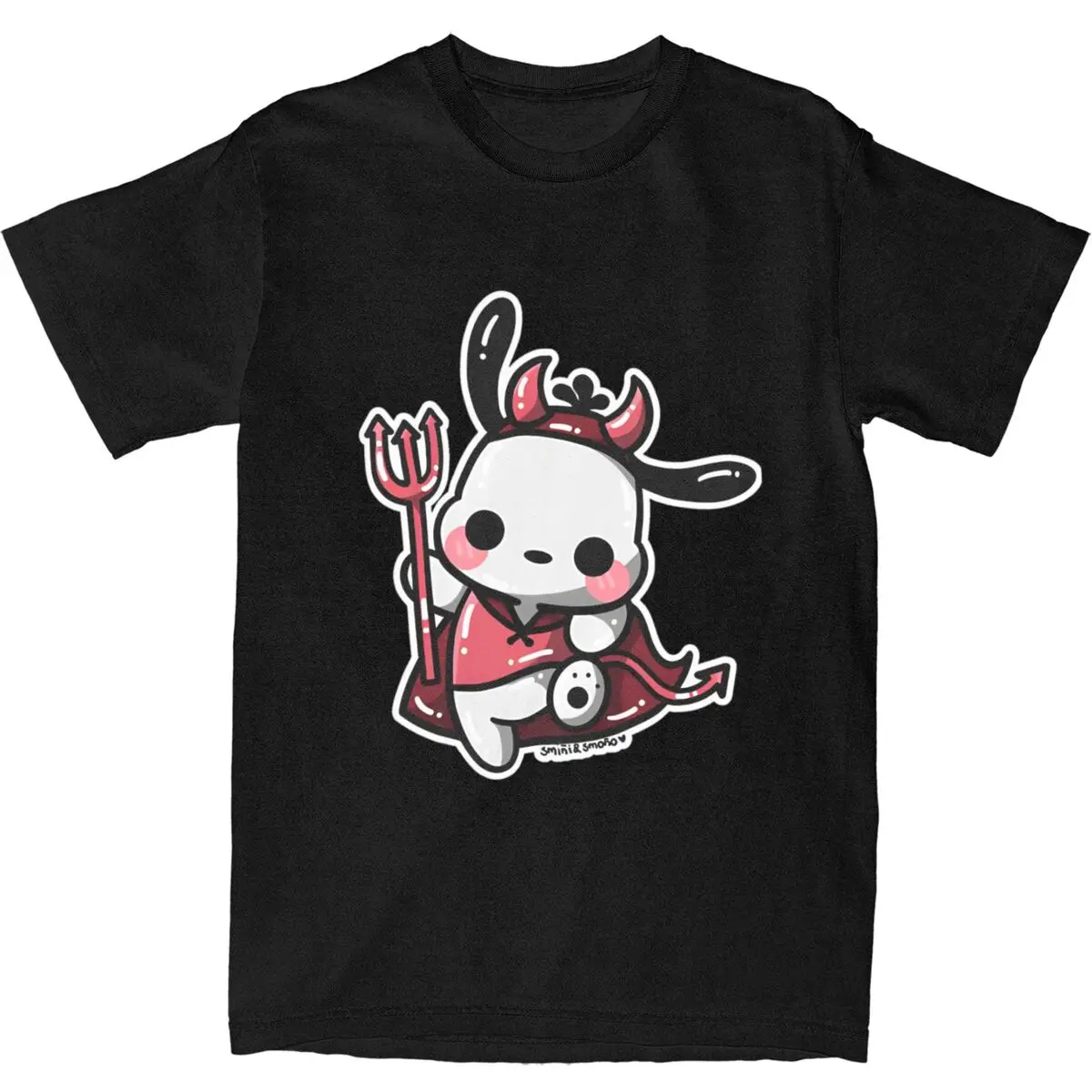 Little Devil Pochacco T Shirts Pure Cotton Top Tees Summer Streetwear Short Sleeve T-Shirt Round Neck  Loose Tee Shirt Plus Size