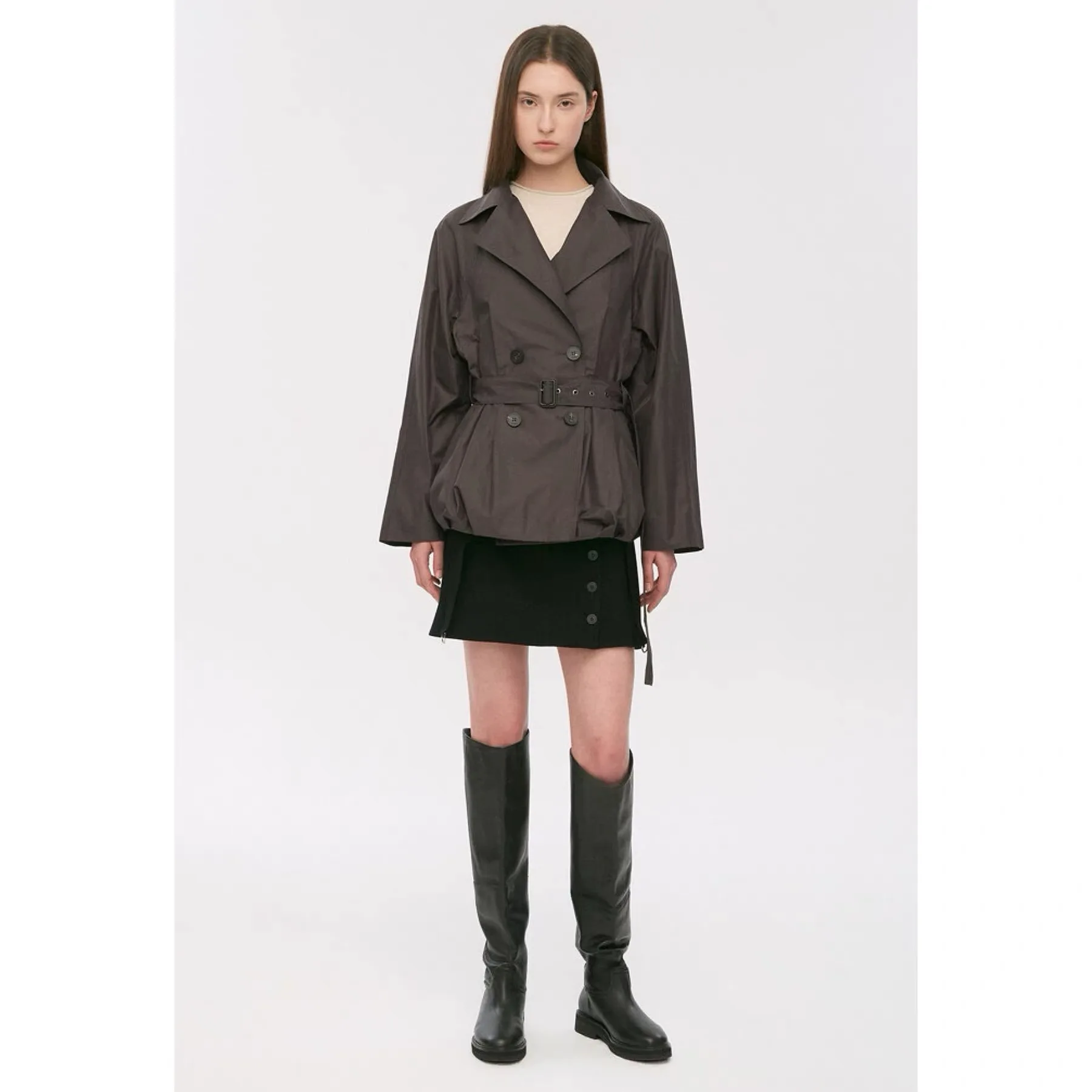 

Куртка-жакет NingYao TIM26 Spring Elegance с двойной застежкой на пуговицах, большим воротником, приталенная, укороченная, в деловом стиле, свободного кроя, с длинными рукавами