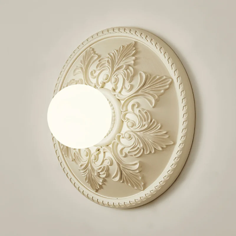 Imagem -01 - Lâmpada de Parede Circular Francesa para Cabeceira Candeeiro de Sala Abajur de Vidro Branco Leite Luminária de Quarto Lâmpada Redonda Retro High-end lampada de parede circular francesa para cabeceira candeeiro de sala abajur de vidro branco leite luminaria de quarto lampada redonda retro high end 01
