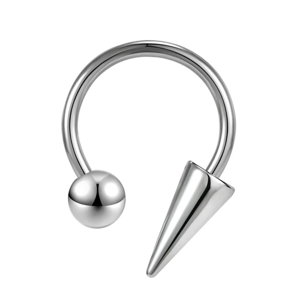 16G Cone Septum Ring Stainless Steel Horseshoe Nose Piercing Spike Lip Rings Black Color Tragus Helix Earring Body Jewelry