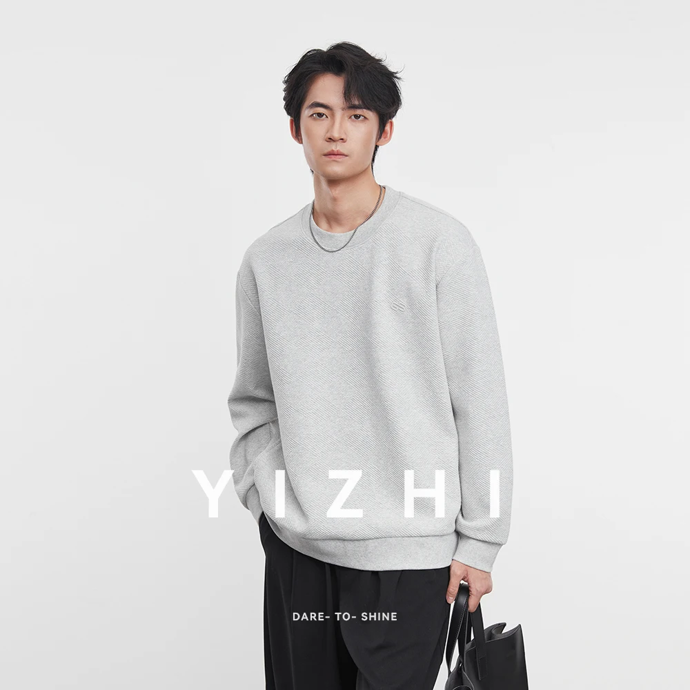 

Men's Fashion Heavy Round Neck Casual Sweater 2025 Autumn New Urban Solid Color Outdoor Sports Loose Tops Men's Pullover