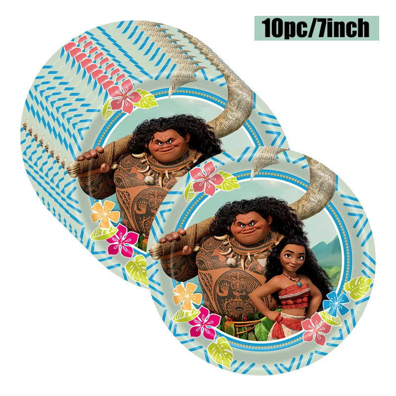 New Disney Moana Birthday Party Decoration Kids Moana Princess Paper Plates Napkins Cups Tablecloth Balloon Baby Shower Supplies