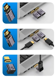 UP/Down/Straight/Left/Right Angled Male to Female HDMI 2.1 Adapter with Magnetic 8K@60Hz/4K@120Hz for Display HDTV Laptop TV LCD