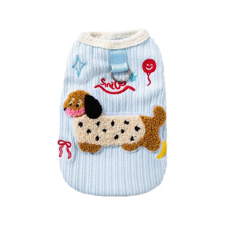 

Dog Harness Vest Summer Pet Clothes Cute Towel Embroidery Outfit Thin Breathable Wear for Puppy Small Dogs Cats Spring Clothing