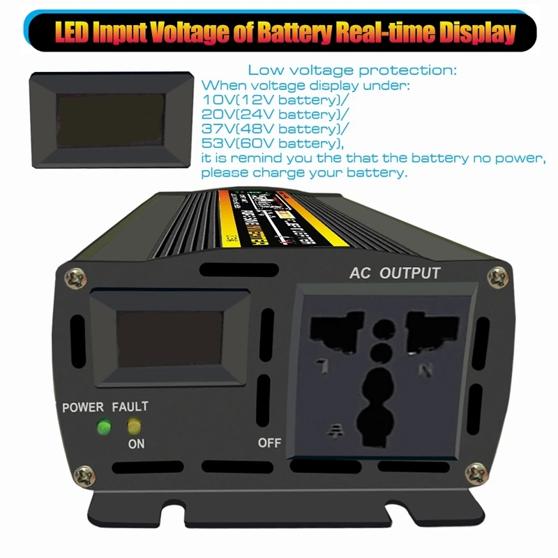 3000w 12v 24v 48v a 220v 110v soquete conversor de potência do carro inversor carregador adaptador transformador tensão onda senoidal pura 50hz 60hz