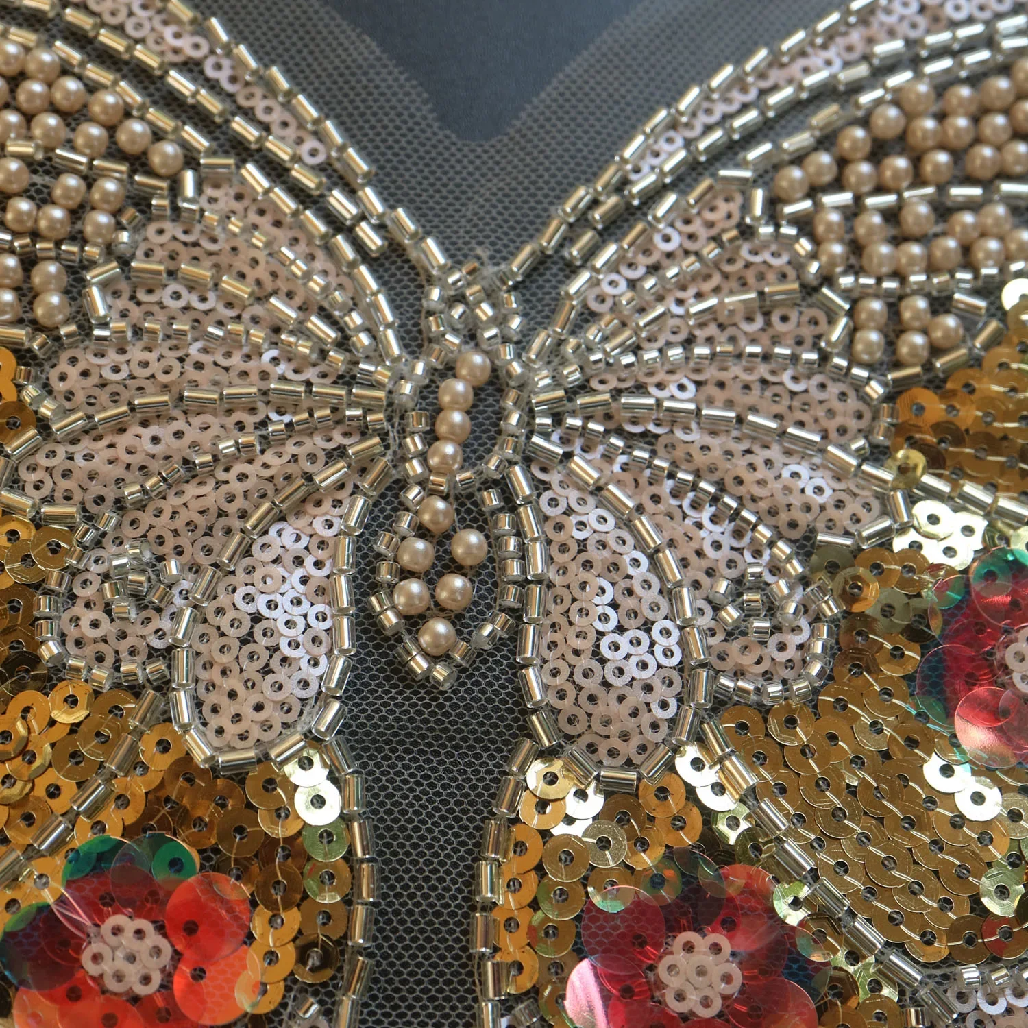 1pc Luxury beaded sequin embroidery butterfly lace appliques for wedding dresses Rhinestone lace applique parches ropa