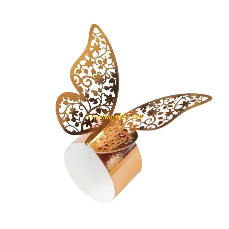

Q1JB 50Pcs Hollow out Butterfly Paper Napkin Holder Unique Napkin Bands for Towel Dinner Napkin Rings Table Settings Decors
