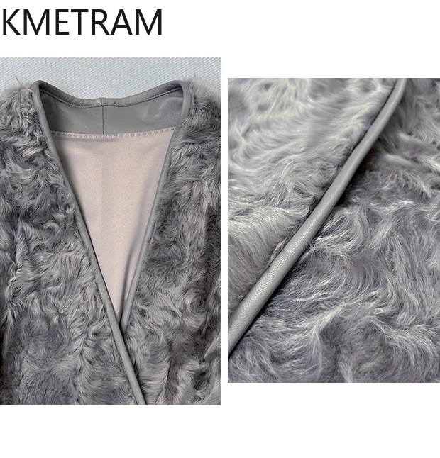 Giacca di pelliccia double face in lana di pecora naturale Donna Cappotto di pelliccia reale con scollo a V grigio di lusso Donna Abiti invernali 2025 шуба ж miscecud