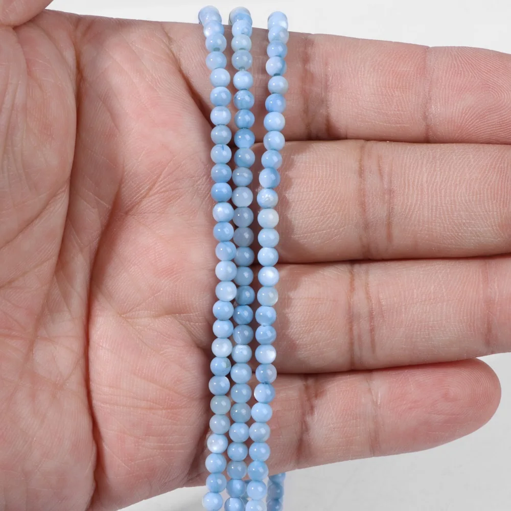 4mm Colorful Mother of Pearl Shell Beads Dyed MOP Round Natural Shell Loose Beads for Jewelry Making Necklace DIY Bracelet 15\