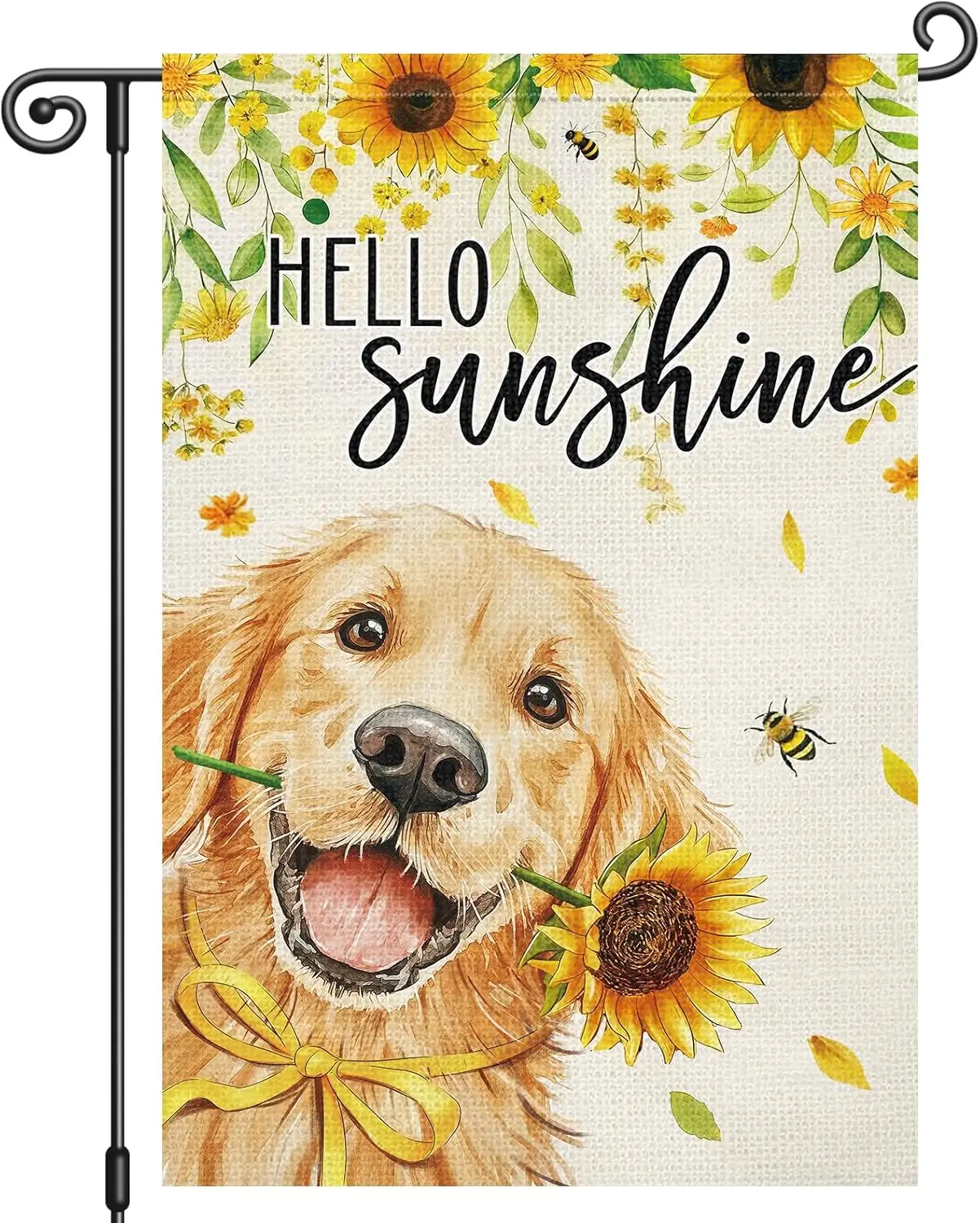 Louise Maelys Spring Summer Garden Flag Golden Retriever Dog Independence Day 12x18 Inch Double Sided Welcome Sunshine Small IIC
